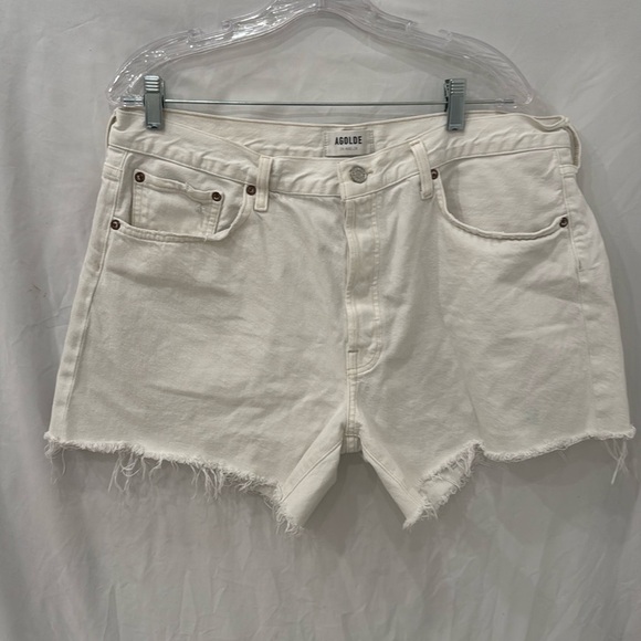 Agolde 'Parker' White Long Denim Shorts Size 33 Parker long - Picture 1 of 7